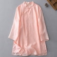 thumbnail image 1 of RXIRUCGD Chemisier Chemise Haut Uni à Col Montant à Manches Longues Décontracté pour Femme Printemps Été, Rose, Taille : 2TG, 1 of 6