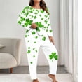 thumbnail image 2 of Levmjia Womens Pajama 2 Piece Set Casual Long Sleeve Tops Pants Plus Size St. Patrick Printed Outfit Soft Polyester Sleepwear Home Wear Comfort, 2 of 6