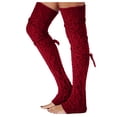 thumbnail image 2 of Women's Cable Knitted Thigh High Socks Extra Long Boot Socks Over Knee Leg Warmers Soft Winter Knit Stockings(Red), 2 of 4