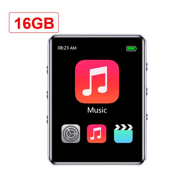 Reproductor de MP3 de metal Bluetooth 5.0 Pantalla táctil 1.8 pulgadas Reproducción de grabación de radio de libro electrónico inalámbrico, Plata, 16G Scienceny EL2804-05B