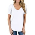 thumbnail image 3 of Aloohaidyvio Womens T-Shirts ,Womens Casual Fashion V-Neck Solid Color Loose Short-Sleeved T-Shirt, 3 of 4
