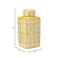 thumbnail image 3 of Square Ceramic Jar with Lid for Home and Living Room Decor - Decorative Flower Vase for Bedroom, Office, and Dining Room - Accent Jar for House and Tabletop Styling - 18", Yellow & Ivory, 3 of 10