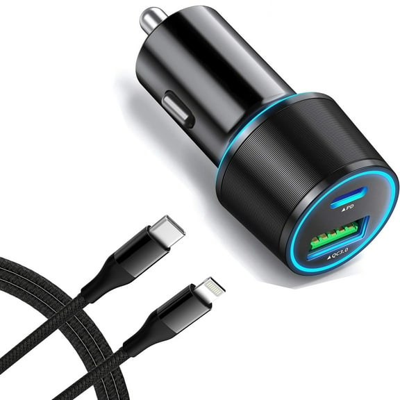 Quick Car Charger 36W PD Cable USB-C Port Power Adapter Cord Type-C R2D for iPod Touch 7 6 5, iPhone XS Max XR X, Nano 7th Gen, 7 Plus 12 Pro Max 11 Pro Max 6S Plus 6 Plus