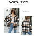 thumbnail image 3 of SMZ Women's Flannel Plaid Shacket - Long Sleeve Button-Down Jacket with Side Pockets, 3 of 6