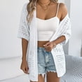 thumbnail image 2 of snilers Cardigan Sweaters for Women Fall Open Front Shrugs Half Sleeve Shawl Tops Hollow Out Knit Outerwear Lightweight Vacation Outfits, 2 of 5