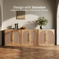 thumbnail image 3 of BELLEZE Set of 3 Modular Sideboard with Double-Arc Wood Doors, Small Arched Buffet Cabinet with Storage and Adjustable Shelves, Classic Modern Credenza for Dining Room, Living Room or Entryway(Camel), 3 of 7