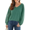 thumbnail image 2 of UVN Blouses for Women Dressy Lace Long Sleeve Shirts Fall Casual V Neck Tunic Tops, 2 of 8