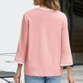 thumbnail image 3 of Charella 3/4 Length Sleeve Tops for Women Crew Neck Tunic Shirts Casual Loose Fit Blouses Basic Tee Clothes (L, Pink), 3 of 3