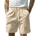 thumbnail image 2 of Men's Athletic Training Shorts, Casual Multi-Pocket Cargo Shorts with Elastic Waist & Quick-Dry Tech Fabric ,Beige 2XL, 2 of 5