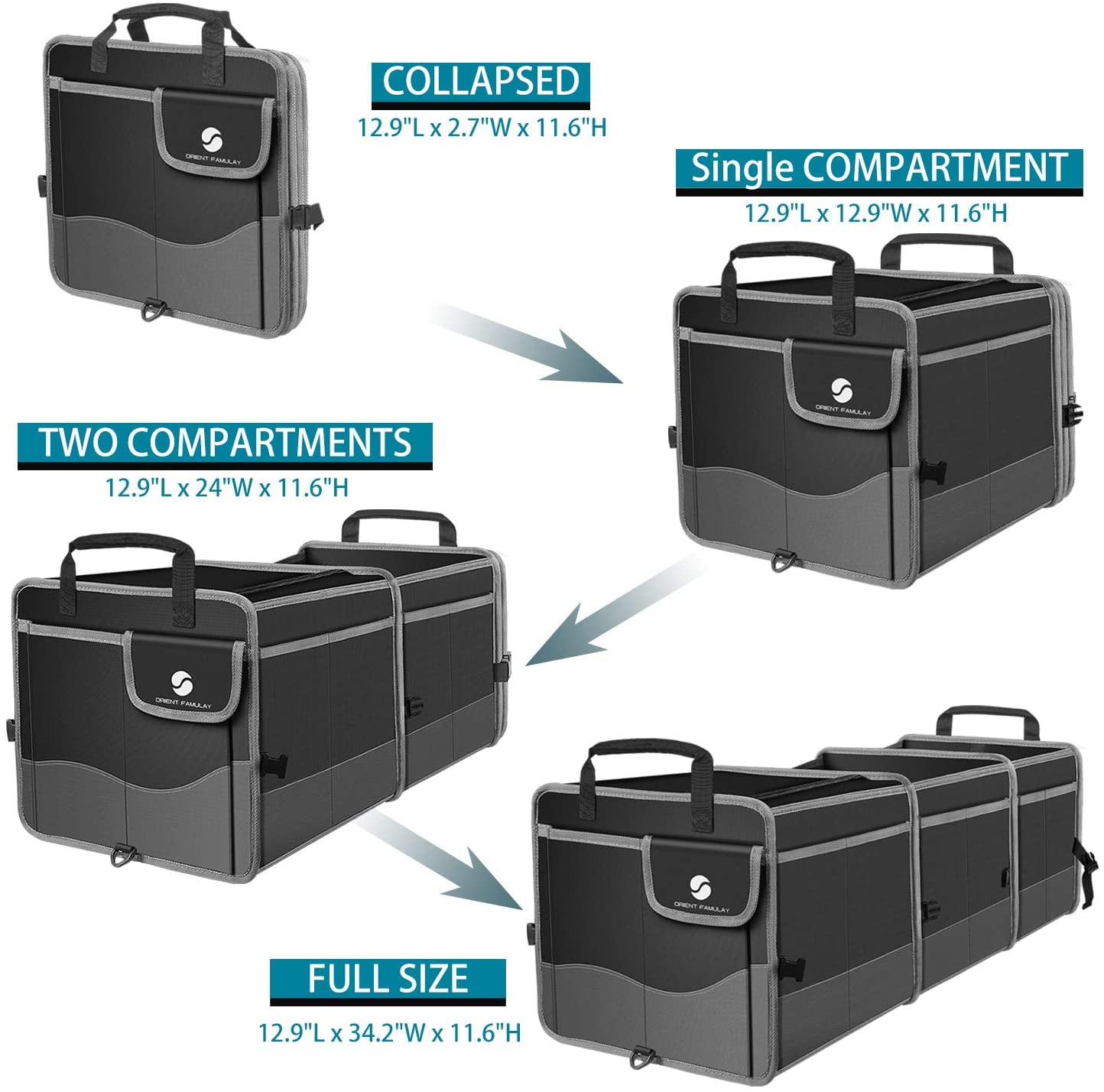 Large Trunk Organizer with Insulated Leakproof Cooler, Collapsible Trunk Organizer for Groceries with Non Slip Bottom Strips, Car Trunk Organizer for Vehicle Sedan, Suv, Truck,Van