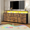 thumbnail image 6 of Romorgniz Rustic Brown TV Stand for 65 inch TV Dressers for Bedroom with 10 Fabric Drawers Modern TV Stand for Living Room with LED Lights & Power Outlets, 6 of 9