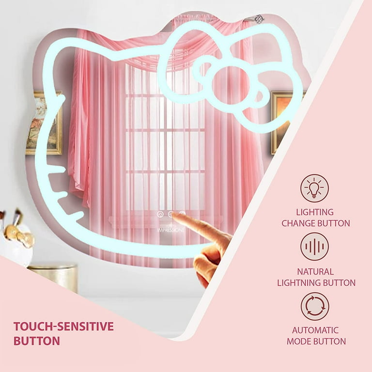 Impressions Vanity Hello Kitty Tabletop Mount LED Rechargeable Makeup  Mirror with 360 Degree Rotation, Touch Sensor Desk Mirror with Light Strip  and
