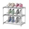 thumbnail image 2 of Zapatero de 4 niveles, organizador de zapatos de acero inoxidable multicapa, estante de almacenamiento para puerta de entrada, azul Almacenamiento y organización del hogar Gris plateado 3 capas Advancent HA003484-01, 2 of 6