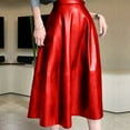 thumbnail image 2 of Fgnfyis Women's Autumn and Winter Leather Skirt Half Skirt PU Leather Umbrella Style for Evenings Wear Red S, 2 of 4
