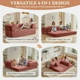 thumbnail image 4 of COOLHUT 78.7" W Combination Sofa, High Rebound Density Foam Sofa Couch, Two Forms Floor Couch Three Seats Sofa Bed for Living Room, Bedroom, Dark Pink, 4 of 13