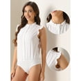 thumbnail image 2 of DARING DIVA Sleeveless Bodysuit Top Button Down Office Blouse XS White, 2 of 6