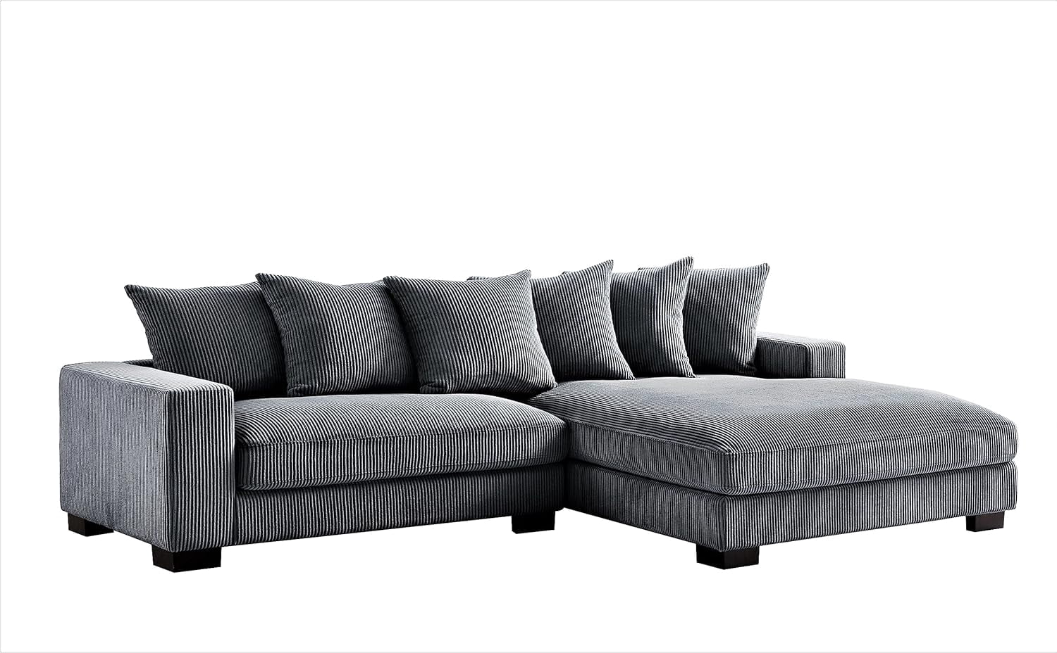 US Pride Furniture Luxe Oversized Two-Piece Sectional Couches for Living Room L Shaped Sofa  with Corduroy  Facing Right, Grey