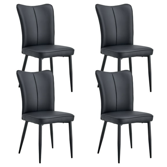 Xukmct 4 Pack PU Leather Dining Chair with Black Metal Legs, Side Chair for Restaurant, Living Room, Office, Light Gray