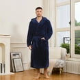 thumbnail image 2 of VULCANODON Mens Robe with Hood,Full Length Plush Robe for Men Soft Bathrobe（NAVY, 2XL/3XL）, 2 of 4