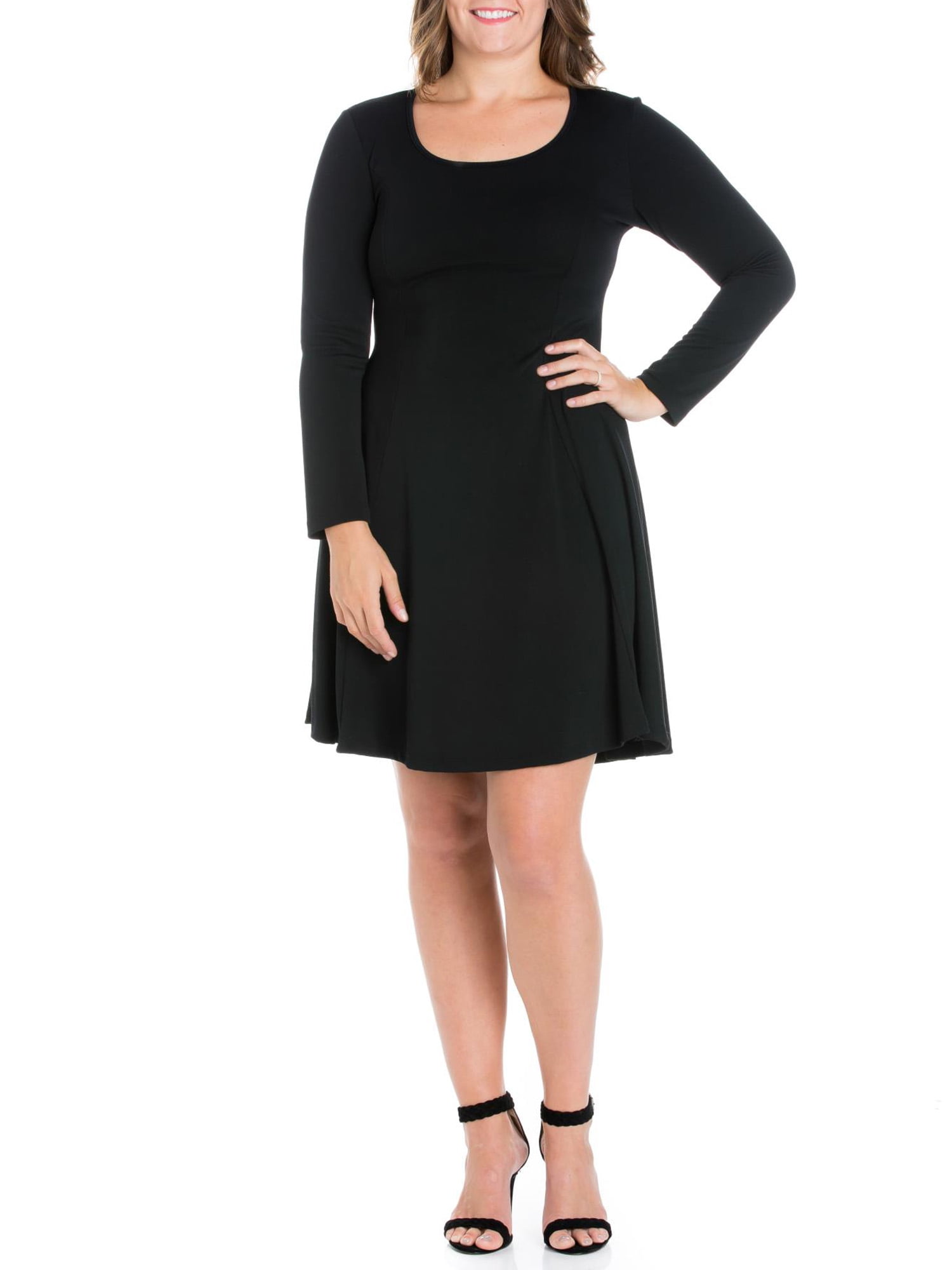 Plus Size Long Sleeve Knee Length 