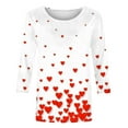 thumbnail image 3 of Long Sleeve Shirts for Women Valentineday Print 3/4 Sleeve T Shirt Casual Round Neck Tee, 3 of 7