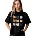 thumbnail image 1 of Womens T-Shirts Cute Cat T-Shirt Crewneck Short Sleeve Summer Tops Casual Loose Tees Cartoon Animal, 1 of 8