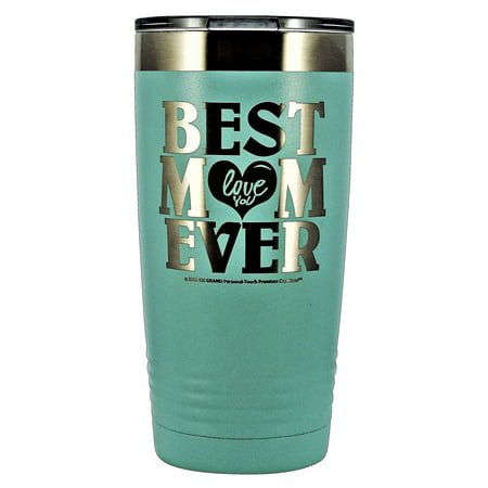 GIFT FOR MOM - â??BEST MOM EVER ~ LOVE YOUâ? GK Grand Engraved Stainless Steel Vacuum Insulated Tumbler 20 oz Large Travel Coffee Mug Hot & Cold Drink Christmas Birthday Mothers Day (PASTEL-TEAL) (Gk The Best Reviews)