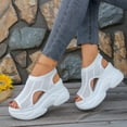 thumbnail image 4 of Pandaie Women's Platform Wedge Sandals Open Toe Orthopedic Sports Walking Sandal Ankle Strap Mesh Slip on Slingback Casual Shoes Sneakers White Size 7.5, 4 of 9