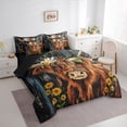thumbnail image 3 of Manfei Animal Highland Cattle Twin Bedding Sets 7-Piece for Female Men Women,Rustic Farmhouse Bedding Comforter Set Microfiber,Chic Floral Flowers Breathable Sheet Sets,Super Cozy Room Decor, 3 of 8