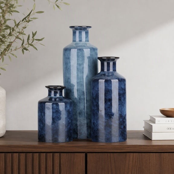 3-Piece Vase Set, Farmhouse Small Vases for Living Room, Table, Mantel, and Entryway Decor