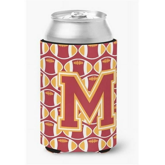 Letter M Football Cardinal & Gold Can or Bottle Hugger