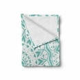 thumbnail image 2 of Aqua Soft Flannel Fleece Throw Blanket, Mandala Tie Dye Effect Floral Leaves Seem Design Image Art Print, Cozy Plush for Indoor and Outdoor Use, 60" x 80", Sea Green White, by Ambesonne, 2 of 6