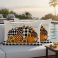 thumbnail image 4 of Fall Pumpkins Outdoor Waterproof Pillow Covers, Thanksgiving Sunflowers Farmhouse Check Decorative Rectangle Throw Pillowcase Sofa Cushion Sham for Patio/Couch/Chair, 20"x12" 2 Pack, 4 of 8