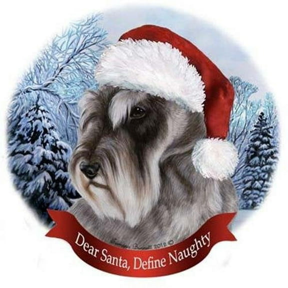 Schnauzer Cropped Dog Santa Hat Christmas Ornament Porcelain China USA-made