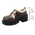 thumbnail image 4 of SYMOID Womens Brown Re-Ro Chunky Platform Loafers - Faux Shearling Lined Warm Pu Faux Leather Shoes with Gold Double Buckle for Autumn Winter Campus Casual Outfits,Size 40, 4 of 9