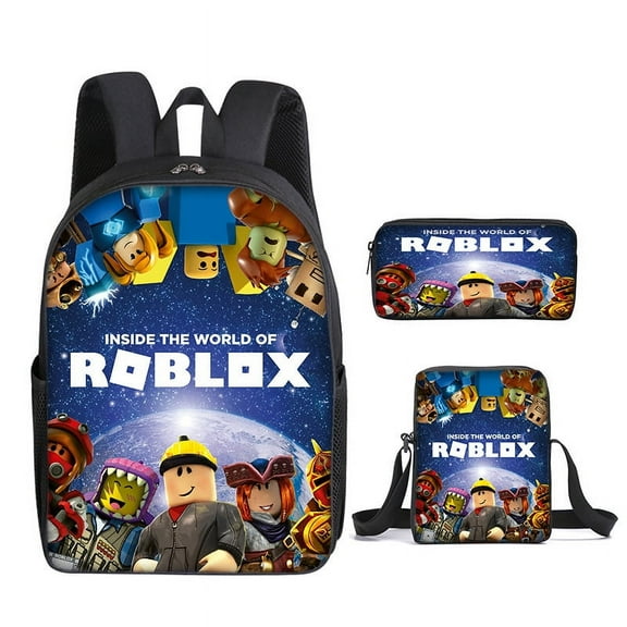 Lightweight Travel Backpack3-Piece Backpack Set:Bag   Lunch Bag   Pencil Case Roblox Cute 3D Cartoon Theme Waterproof Backpack,
