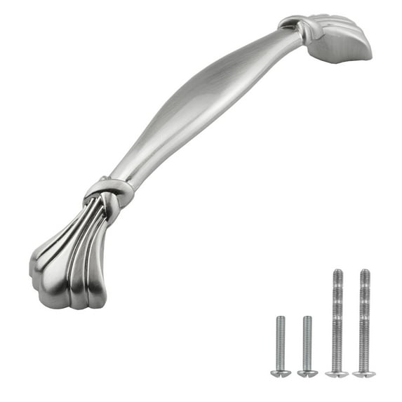 Modket MH1611 Traditional Classic Kitchen Cabinet Pull Handle — 6-3/8" Overall Length, 5" (128mm) Hole Centers, Brushed Nickel — 10 Packs