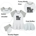 thumbnail image 2 of Milk Because I'm Too Young For Coffee Funny Dresses For Baby, Newborn Babies Skirts, Infant Princess Dress, 0-24M Kids Graphic Clothes (Gray Raglan Dresses, 12-18 Months), 2 of 5