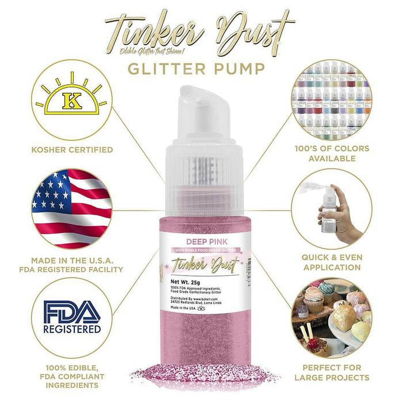 BAKELL Deep Pink Edible Glitter, 5 Gram | TINKER DUST Edible Glitter |  KOSHER Certified | 100% Edible Glitter | Cakes, Cupcakes, Cake Pops,  Fondant