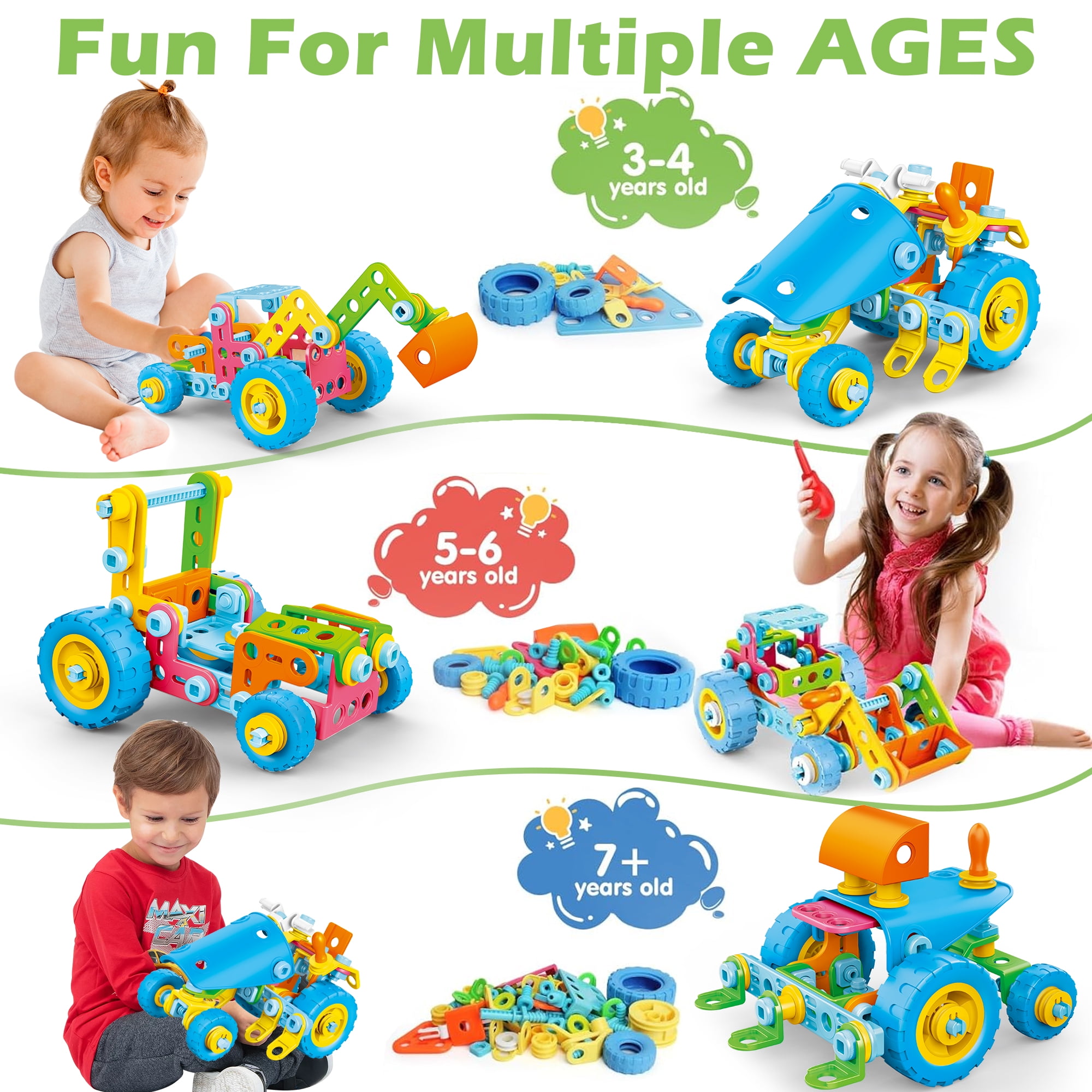 JBeeCtrl STEM Toys for 5 6 7 Year Old Boys Building Toys Blocks Kit Educational Toys Creative Learning Game Engineering Construction Set Christmas Birthday Gifts for 5 6 7 8 Year Old Boys