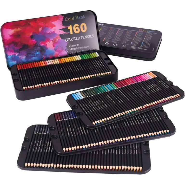 Cool Bank 160 Professional Colored Pencils, Artist Pencils Set for Coloring Books, Premium Artist Soft Series Lead with Vibrant Colors