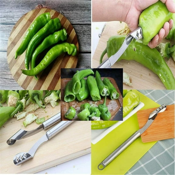 WNFJR Stainless Steel Pepper Corer, Multi-functional Seed Remover Tool, Easy to Clean Chili Deseeder, Kitchen Essential for Jalapenos and More