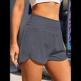 thumbnail image 4 of Pantalones Cortos Deportivos de Cintura Alta para Mujer, con Bolsillos, Elásticos, para Gimnasio. Gris Oscuro L, 4 of 5