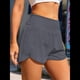 thumbnail image 4 of Pantalones Cortos Deportivos de Cintura Alta para Mujer, con Bolsillos, Elásticos, para Gimnasio. Gris Oscuro L, 4 of 5
