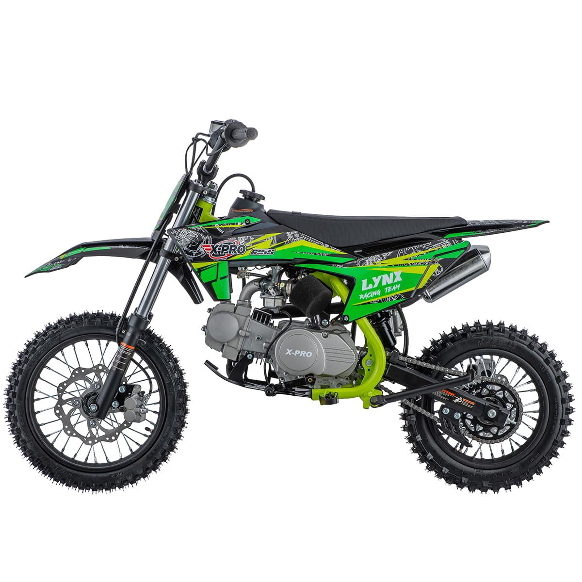 X-Pro Brand New 125cc Gas Pit Dirt Bike, 4-Speed Semi-Automatic Kick Start 14"/12" Tires