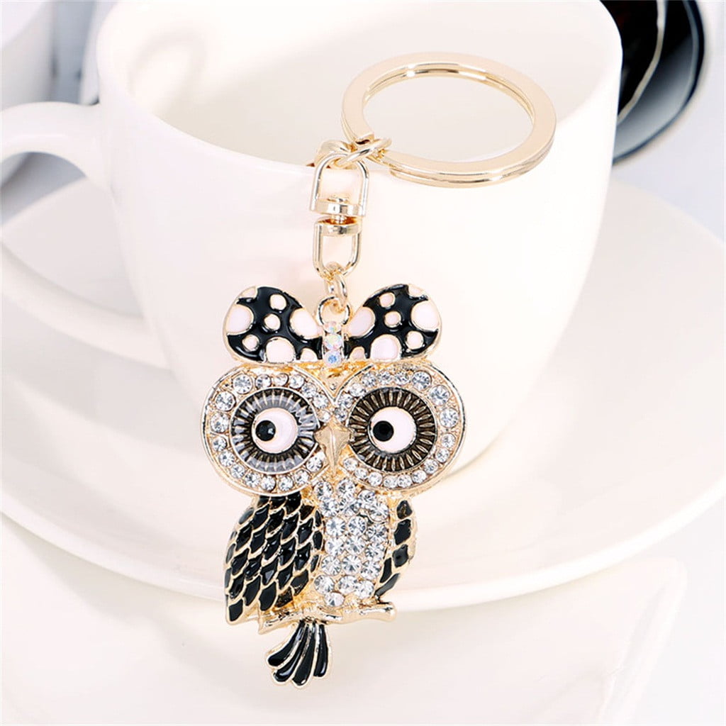 Owl Rhinestone Keychain Creative Purse Hand Bag Car Charm Pendant