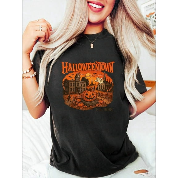 Est 1998 T-Shirt, Retro Pumpkin Halloween Shirt, Spooky Town Unisex Tee, Vintage Halloween Gift, Fall Outfit Top