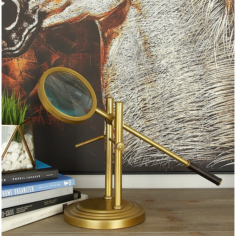 Brass Magnifying Glass with Stand Holder and Adjustable Arm - Lost and Found