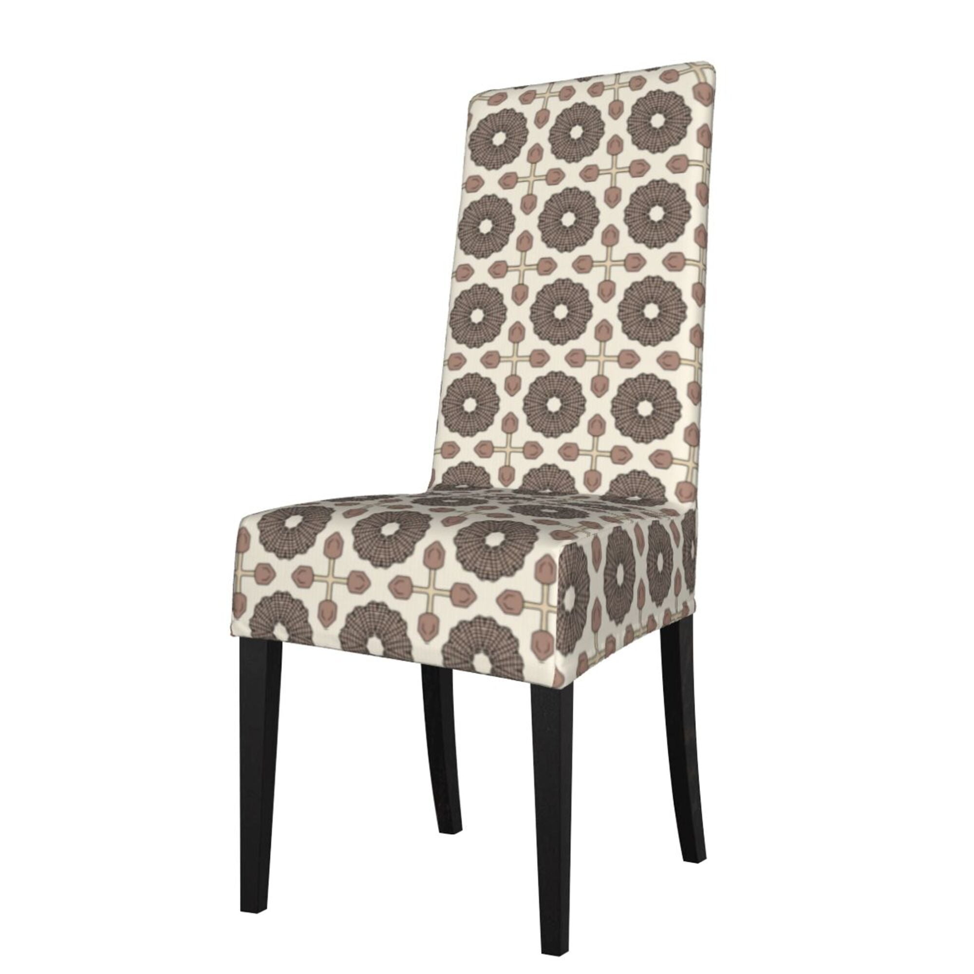 Retro Brown Shapes Dining Chair Slipcovers Chair Protectors Seat Covers