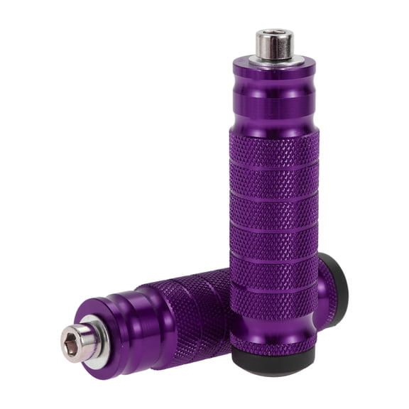 Unique Bargains 2 Set Aluminum Alloy Anti-Skid Bike Pegs 3.7" Length Mesh Five Bars Bicycle Backseats Stands Cycling Foot Pegs M8 Axles Purple